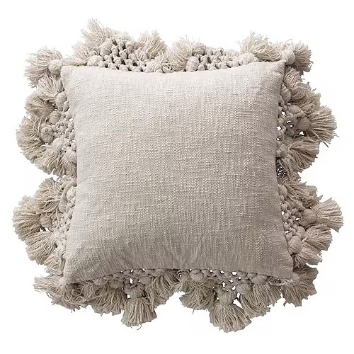 cotton slub neutral throw pillow