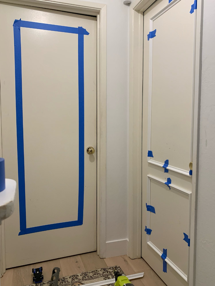 upgrade your hollow core doors in a builder grade home by adding some molding